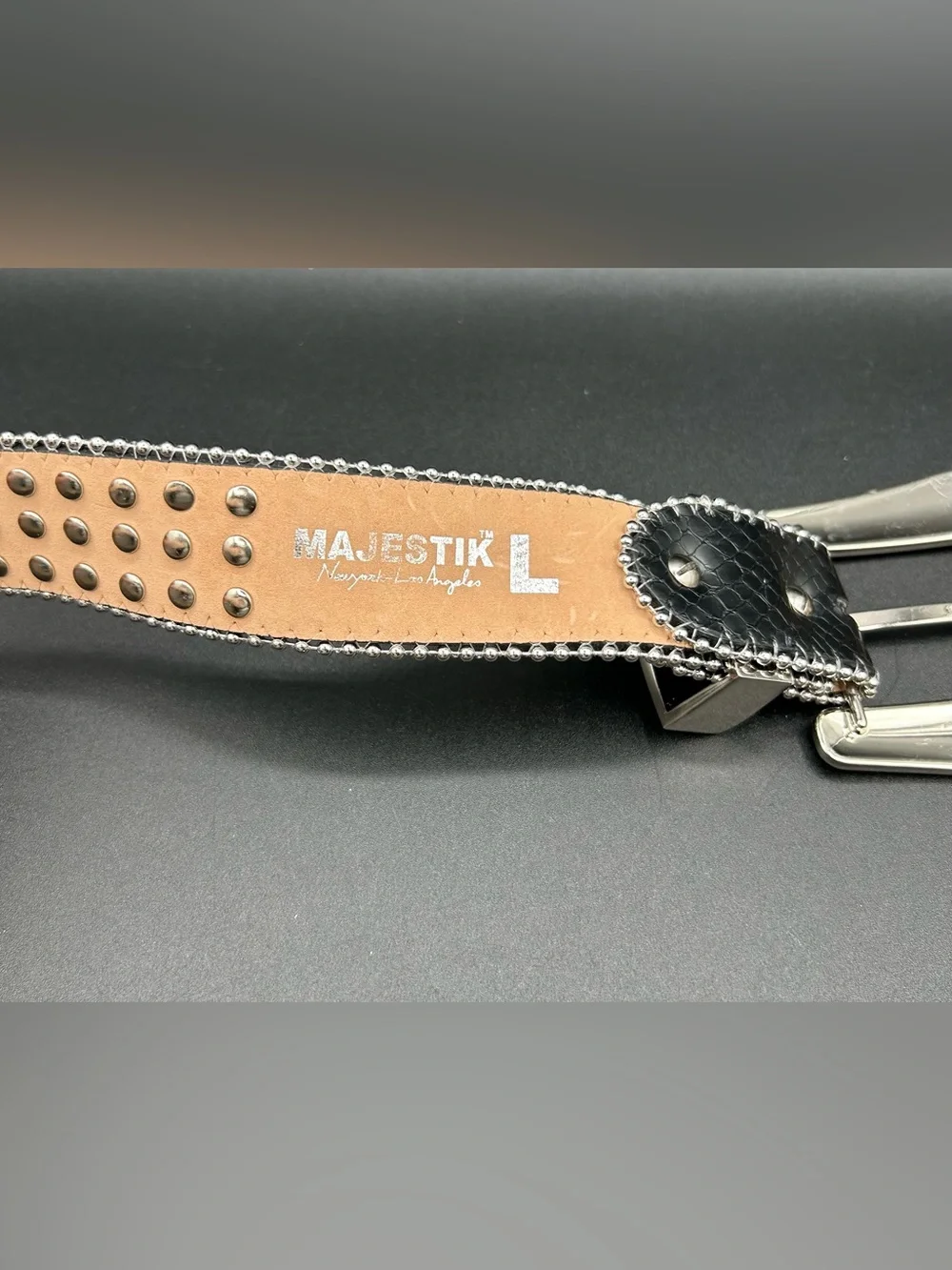 MAJESTIK  “Prodigy”  Leather Belt Colorful - Rhinestone . Size L